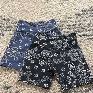 Bandana Shorts - Black and Blue
